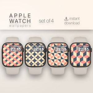 Pacchetto quadranti geometrici, sfondi vintage per Apple Watch Set di sfondi Apple Watch Faces Smartwatch di 4 sfondi digitali per schermo iWatch
