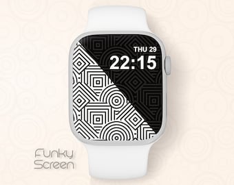 Modern pattern Apple Watch Background Geometric Apple Watch Face Wallpaper Contemporary Black and white Smartwatch Wallpaper online download