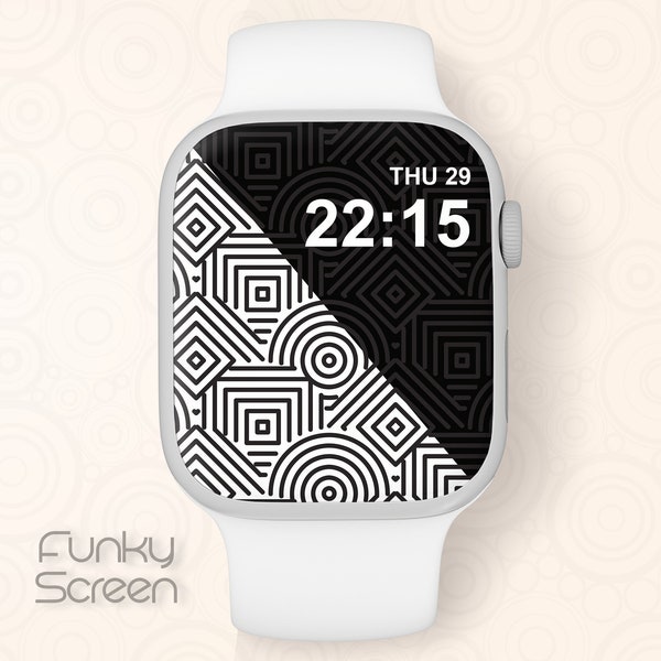 Modern pattern Apple Watch Background Geometric Apple Watch Face Wallpaper Contemporary Black and white Smartwatch Wallpaper online download