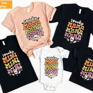 Spooky Mama Mini Shirt, Halloween Couple Shirts, Retro Halloween Shirt, Spooky Shirt, Mama And Me Shirt, Spooky Season Tee, Halloween Gifts