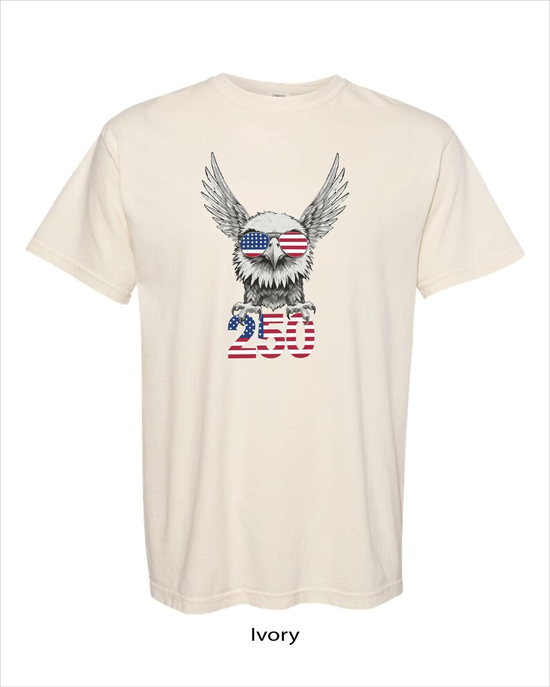 250周年記念USAシャツ イーグル アメリカ合衆国 誕生日 スウェットシャツ Tシャツ 快適カラー Ivory T-Shirt