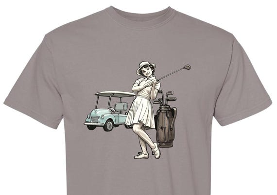 Women Golfing T-Shirt Vintage Design Lady Golfer Golf Lovers Shirt Comfort Colors + more colors