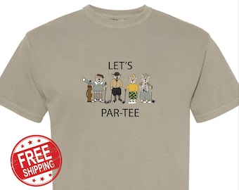 Golf T-Shirt Vintage Golfing Bears Let's Par-Tee  Comfort Colors