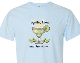 Comfort Colors Tequila Lime and Sunshine Shirt, Margarita T-Shirt, Summer Beach Drinking Tee, Tequila Lover Gift, Vacation Cocktail Shirt