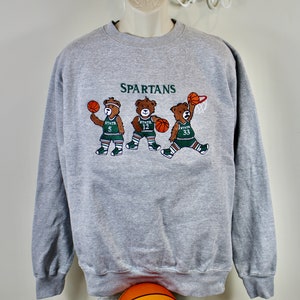 Spartans Basketball Embroidered Sweatshirt  Vintage Bears Custom