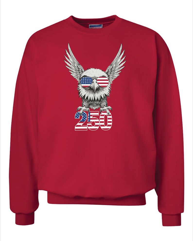 250周年記念USAシャツ イーグル アメリカ合衆国 誕生日 スウェットシャツ Tシャツ 快適カラー Red Sweatshirt