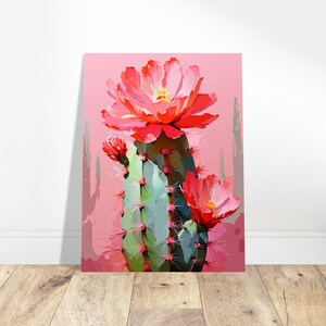 Pinker Kaktus Premium Poster