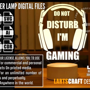 Do not disturb LED Acrylic game Lamp Vector file CNC and Laser Cutting | Instant Download
