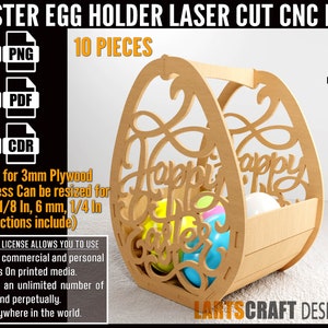 Osterhase Eierhalter Korb SVG Vektor Vorlage für CNC- und Laserschnitt | Glowforge, Cricut | Sofort Download