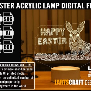 Easter Bunny Acrylic lamp svg dxf cdr pdf ai eps files for Laser Cut, CNC, Digital Vector File Glowforge Ready | Instant Download