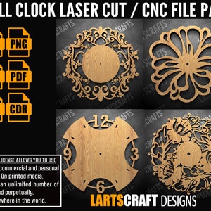 Wandwijzerplaat set-2 CNC-bundel Lasergesneden pakket SVG-vectorsjabloon voor CNC en lasersnijden Glowforge, Cricut | Direct downloaden
