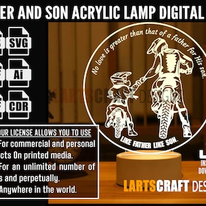 Father and Son Acrylic lamp svg dxf cdr pdf ai eps files for Laser Cut, CNC, Digital Vector File Glowforge Ready | Instant Download