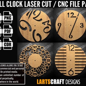 Wall clock face set CNC bundle Laser cut pack SVG vector template for CNC and Laser Cutting Glowforge , cricut | Instant Download