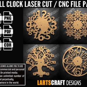 Set di quadranti per orologio da parete, bundle CNC, pacchetto di taglio laser, modello vettoriale SVG per CNC e taglio laser Glowforge, cricut / Download immediato