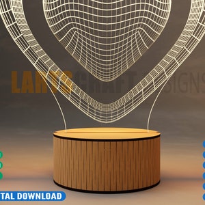 Creative 3D Acrylic Lamp Base Design for Laser and CNC Cutting | DIY Craft Machine Files | Instant Download