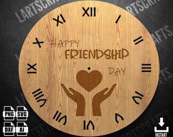 Friendship Day Wall clock face CNC bundle Laser cut pack SVG vector template for CNC and Laser Cutting | Instant Download