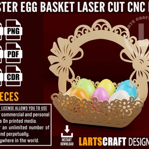 Modello vettoriale SVG per cestino per uova di Pasqua con taglio laser CNC per CNC e taglio laser Glowforge, Cricut / Download immediato