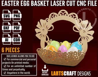 Easter bunny egg  basket CNC Laser cut pack SVG vector template for CNC and Laser Cutting Glowforge, Cricut | Instant Download