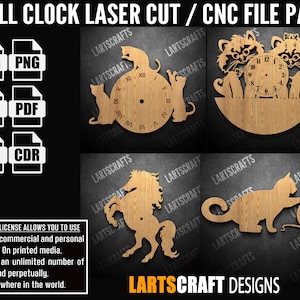 Wall clock face set CNC bundle Laser cut pack SVG vector template for CNC and Laser Cutting Glowforge, cricut | Instant Download