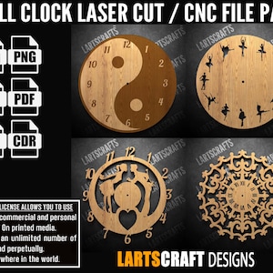 Wall clock face set CNC bundle Laser cut pack SVG vector template for CNC and Laser Cutting Glowforge , cricut | Instant Download