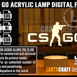 Game LED Acrylic Lamp optical illusion Vector file CNC and Laser Cutting | Instant Download