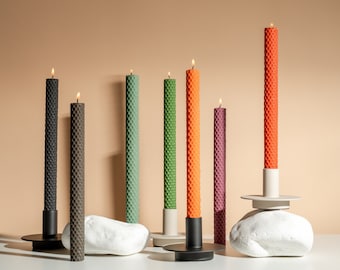 Dinner Table Candle - Beeswax 2Pack Candles - 100%  Pure Natural Beeswax -HandRolled - Colorful taper candles - Tall honeycomb candle sticks