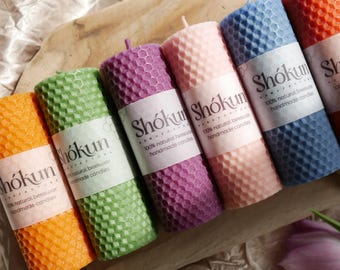 Velas de cera de abejas 100 % naturales y puras - Velas de pilar estéticas - Velas de colores enrolladas a mano - Velas de pie - Velas para la mesa del comedor - Decoración