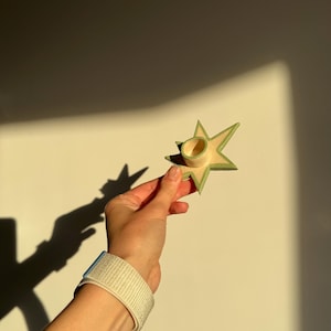 Star moon shaped candle holder, magic cute candle holder, color ceramic holders, handmade pottery candle holder, autumn decor for candles