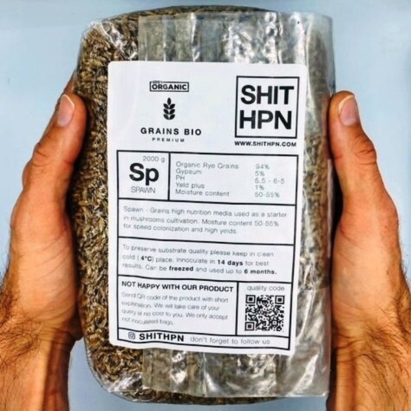 1kg Super fast white sorghum Spawn Bag - Properly hydrated, Supplemented and Sterilized - Mushroom Grow Bag - Shi*hpn I Unicorn T10