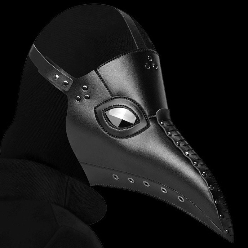 Black Medieval Steampunk Plague Doctor Mask PU Leather Birds Etsy
