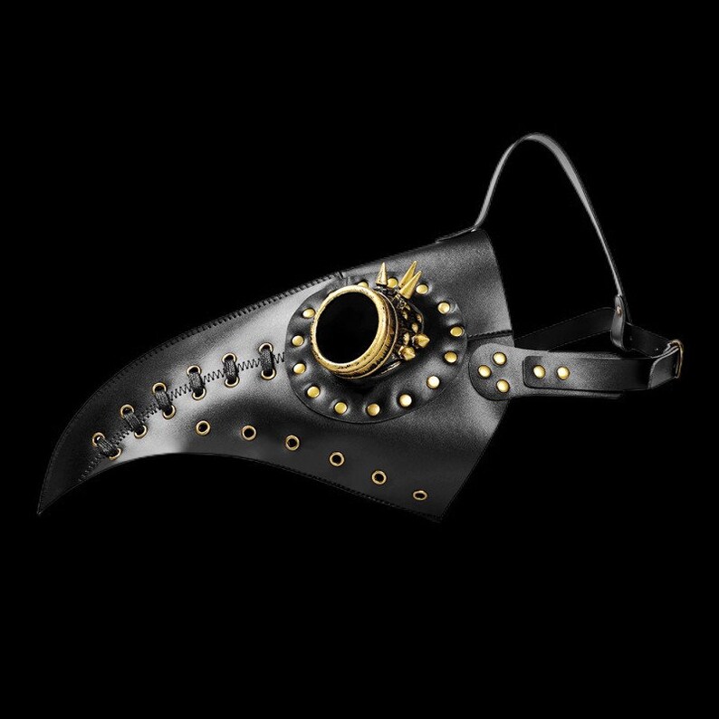 Black Rivets Plague Doctor Mask Halloween Costume Cosplay Mask Etsy