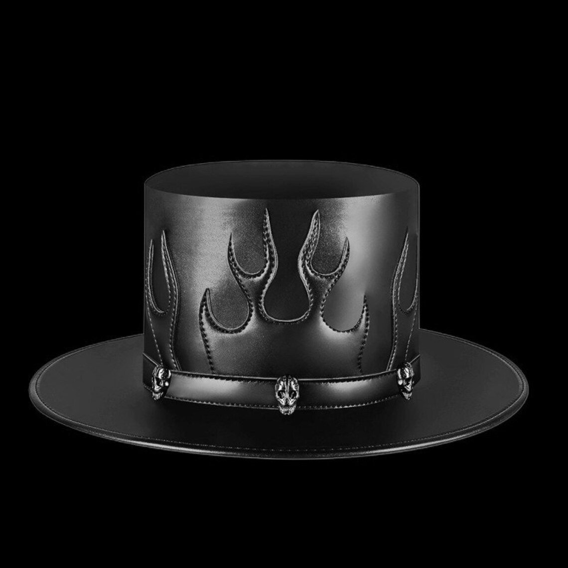 Pyromancer Hat Steampunk Plague Doctor Hat PU Leather Flame Magician Hat - Etsy