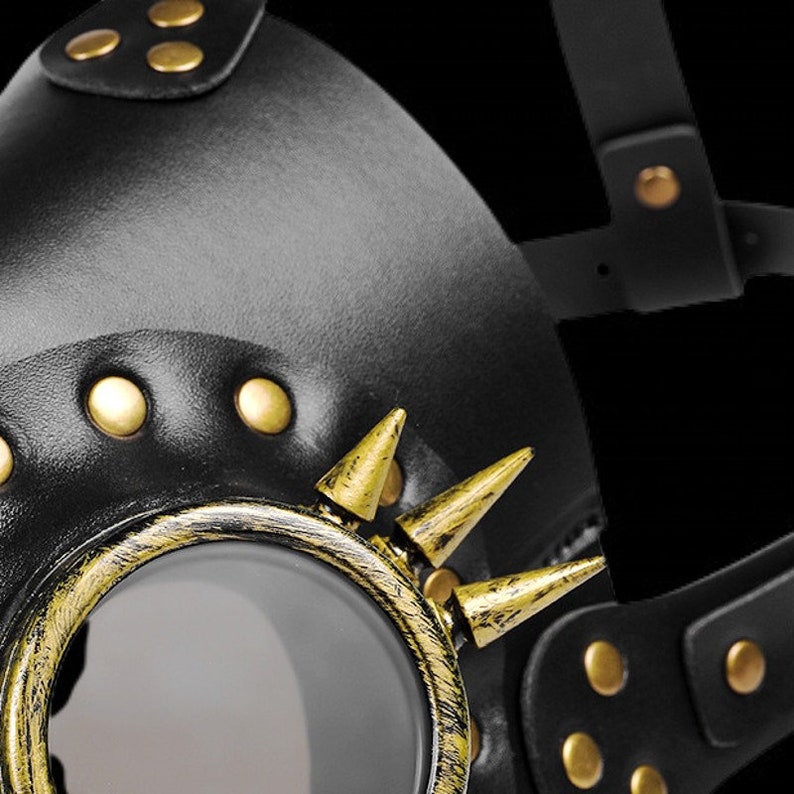 Black Rivets Plague Doctor Mask Halloween Costume Cosplay Mask Etsy