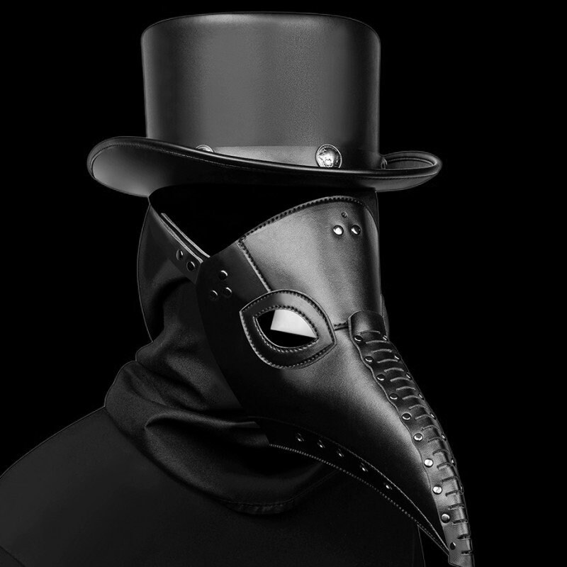Black Medieval Steampunk Plague Doctor Mask PU Leather Birds Etsy