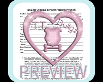 Non-Refundable Puppy Deposit Contract - Edit and/or Print and Use