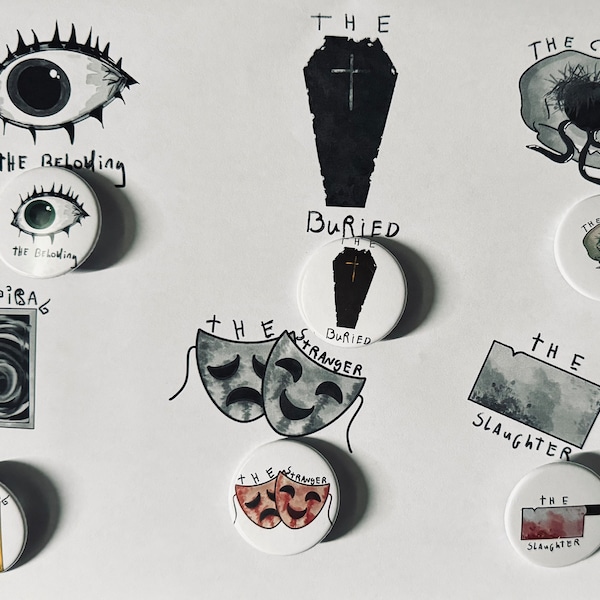 The Magnus Archives Entity Badges - Fear Pins - The Spiral The Stranger The Eye The Beholding The Corruption The Slaughter The Buried Coffin