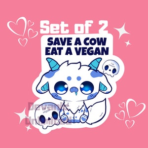 2 PACK Save A Cow Stickers, Kawaii Cow Sticker, Cute Cow Sticker, Laptop Sticker, Planner Sticker, Notebook Sticker, Cute Cow Lover Gifts