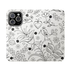 Capa Flip Floral - Capa de Celular Estilosa para Amantes da Natureza, Presente para Ela, Acessório Ecológico, Capa Carteira Bonita, Clima de Primavera