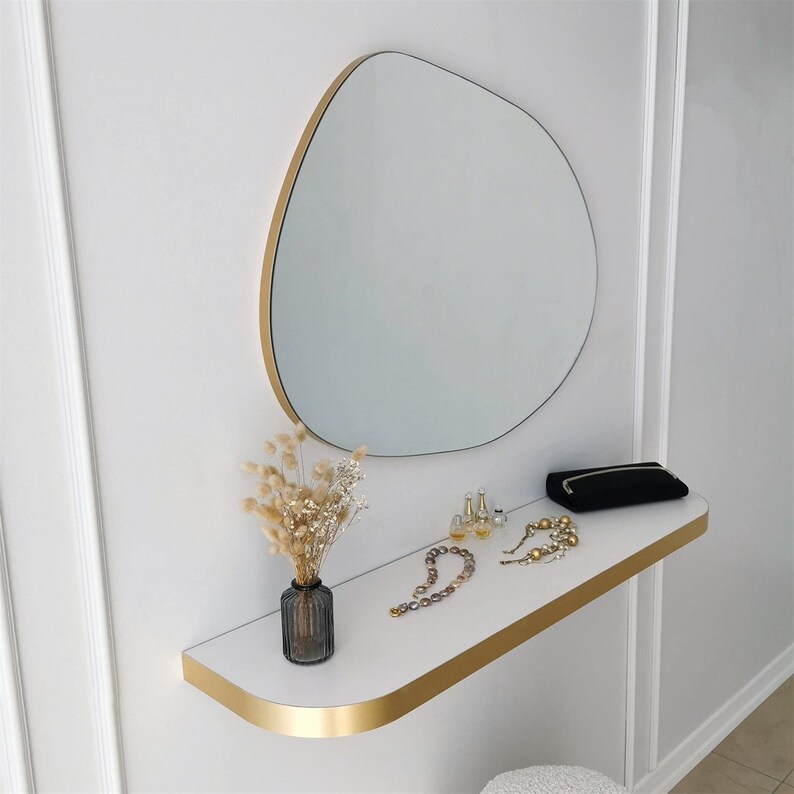Large Asymmetrical Gold Mirror Wall Mirror for Living Room Etsy
