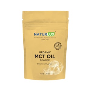 MCT Oil Powder from Organic Coconuts 200g (0.4lb), Organic, Non-GMO Verified, Keto & Vegan Certified