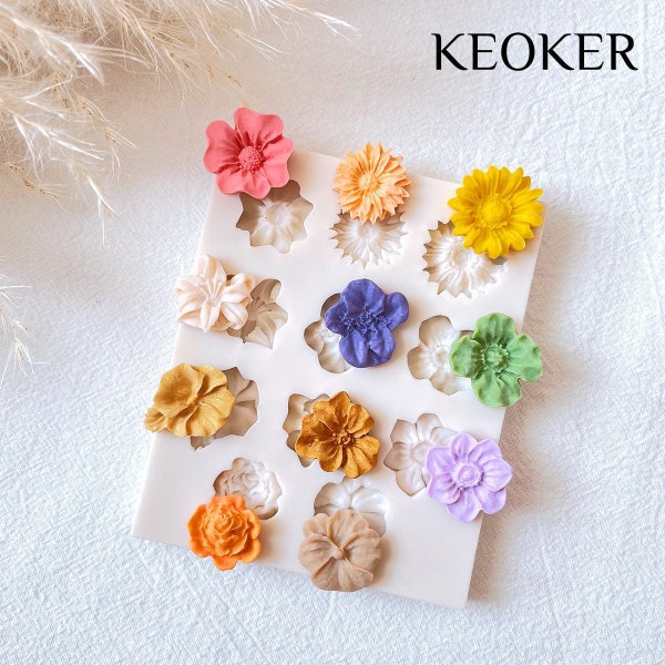 KEOKER Flower Polymer Clay Molds - 1 Pcs Polymer Clay Molds for Jewelry Making, Polymer Clay Molds for Polymer Clay Earrings Decoration