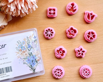 Keoker Floral Clay Ohrringe Ausstecher - 10 Formen Blumen Ohrstecker für die Schmuckherstellung, kleine Feder Clay Ausstecher für Ohrringe