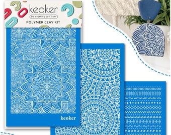 Keoker Boho Silk Screen Stencils for Polymer Clay, 3PCS Aztec Silk Screen for Polymer Clay