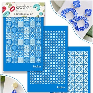 KEOKER Tile Silk Screen for Polymer Clay, 3PCS Tile Silk Screen Polymer Clay, Tile Silk Screen Stencils for Polymer Clay