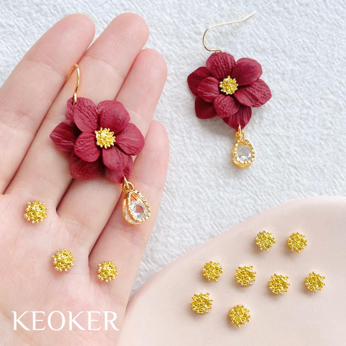 限定セール -SALE 14K KEOKER Gold Stamen Pcs),flower Center(10 Flower Filled ピアス