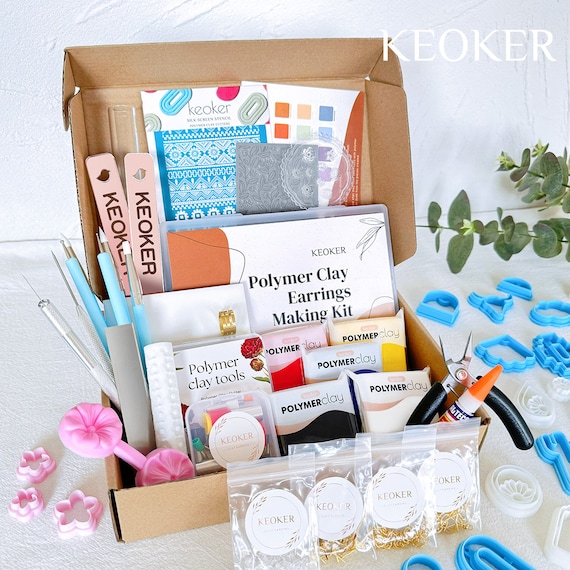 KEOKER 123 Polymer Clay Earrings Making Kit Ultimate Clay Starter Kit Polymer Clay Tools for Polymer Clay Earring Jewelry Making plus Etsy
