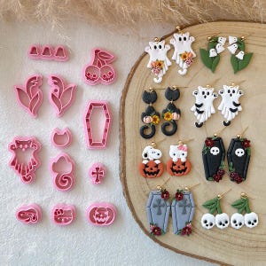 KEOKER Halloween Polymer Clay Cutters - 12 Shapes Halloween Pumpkin Clay Earring Cutters