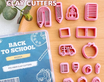 KEOKER Polymer Clay Cutters, School Clay Cutters, Polymer Clay Cutters for Earrings Jewelry Making, 15 Shapes School Clay Earrings Cutters