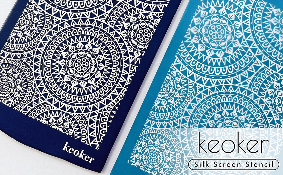 Keoker Boho Silk Screen Stencils for Polymer Clay, 3PCS Aztec Silk
