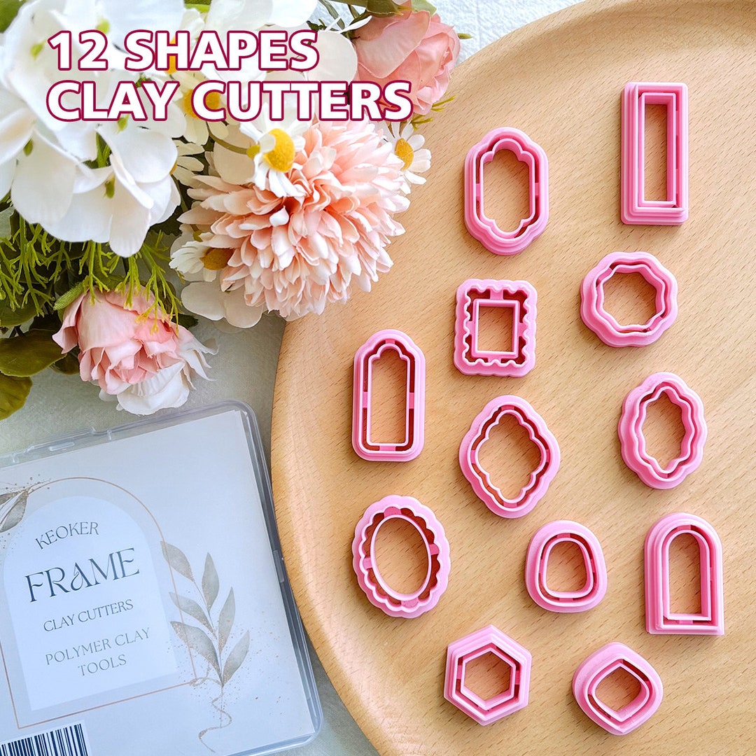 Keoker Mini Polymer Clay Cutters 15 Shapes Mini Flower Polymer Clay Cutters  for Earrings Making, Leaf Clay Earring Cutter Set 